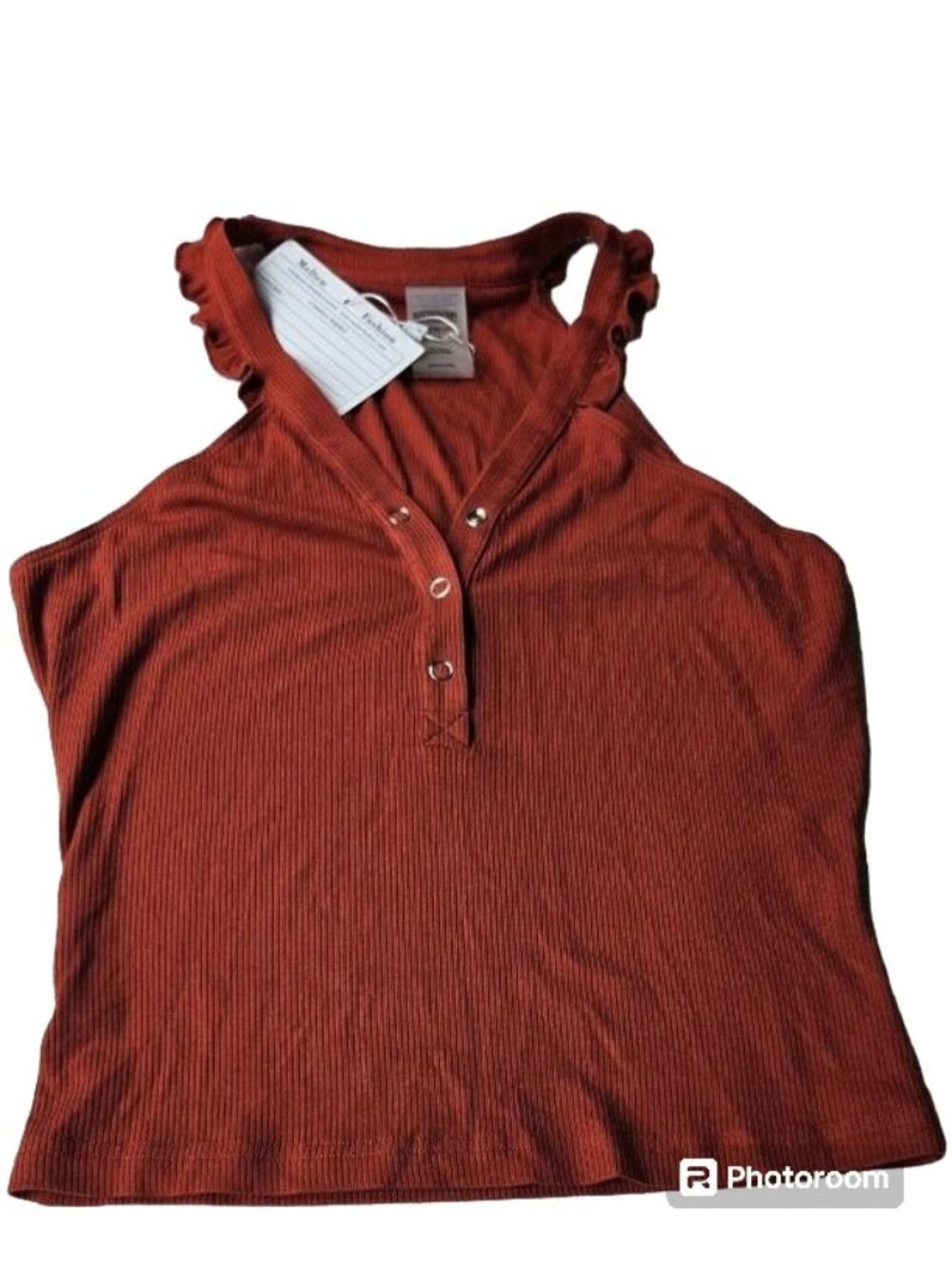Kittenish By Jesse James Decker Ruffled Halter Top/ Blouse  Burnt Orange Size S